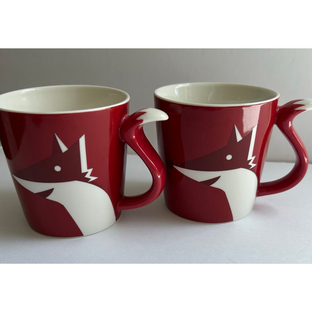 Starbucks Fox Mug Set Bone China Fox Tail Handle 2012 Rare *read*